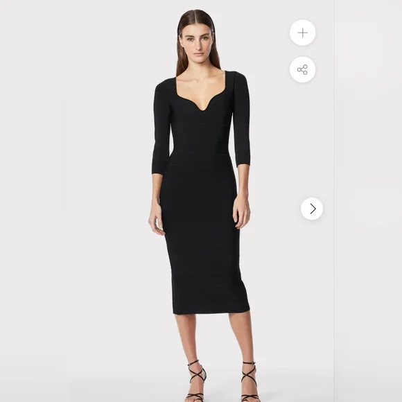 Herve Leger Icon Sweetheart Midi Dress XS $890 - Picture 1 of 9